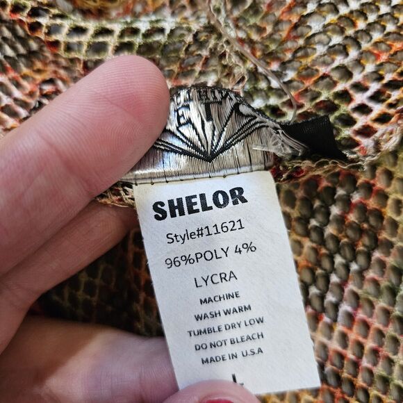 Vtg Shelor Mesh Duster Cardigan Womens L Brown Earthy Boho Cottagecore - Picture 10 of 10